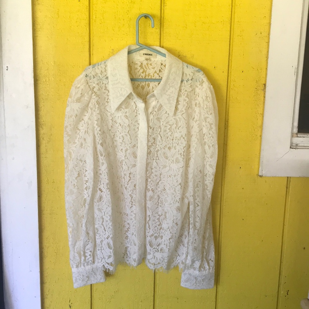 L ‘ agence white blouse